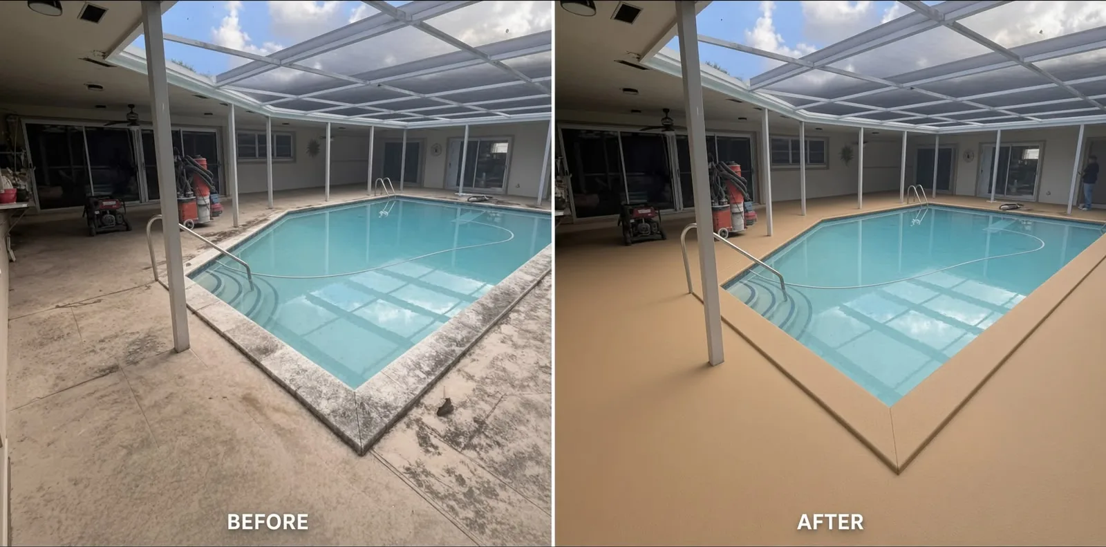 Example of a pool deck surface